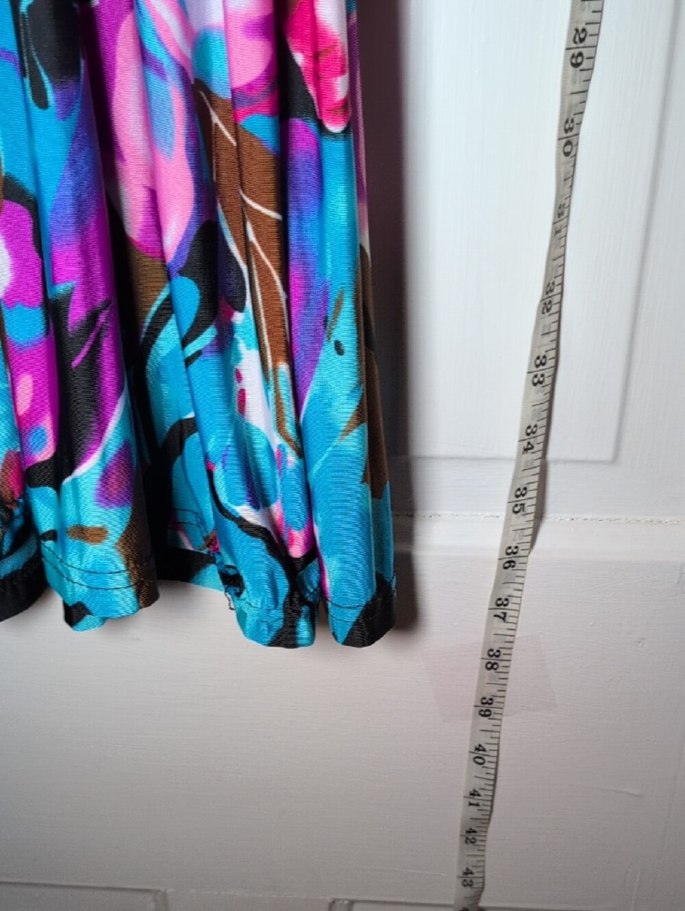 Purple & Teal Floral Midi Dress with Smocked Waist - Picture 4 of 5